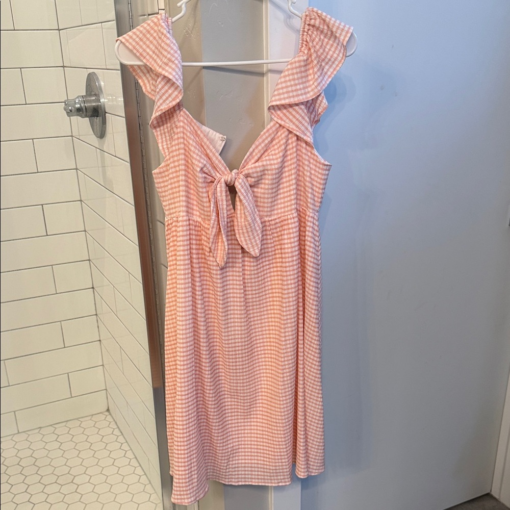 Pink Lily Gingham Ruffle Dress